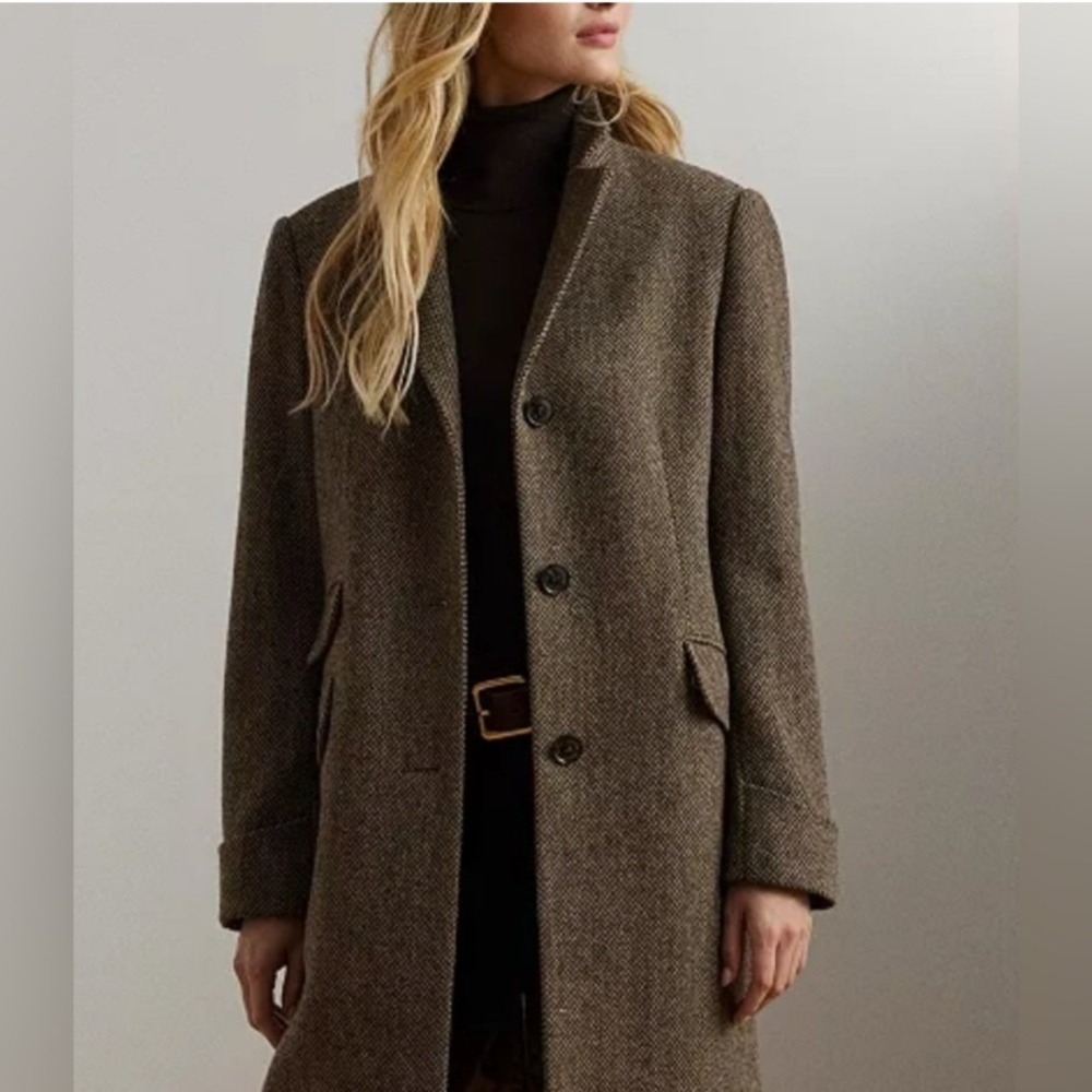Lauren Ralph Lauren‎ NWT SZ 4 Classic Wool Blend Herringbone Pattern Coat Jacket